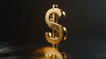 Golden Dollar Sign on Dark Surface