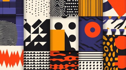 Grid of Abstract Geometric Patterns