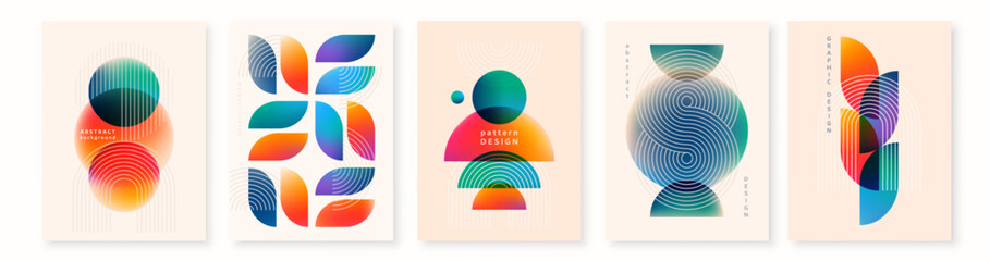Abstract geometric vector backgrounds with colorful gradient shapes, modern minimal pattern design.