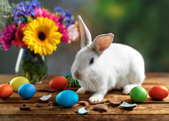 easter bunny and easter eggs