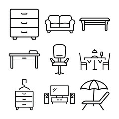 furniture icons set