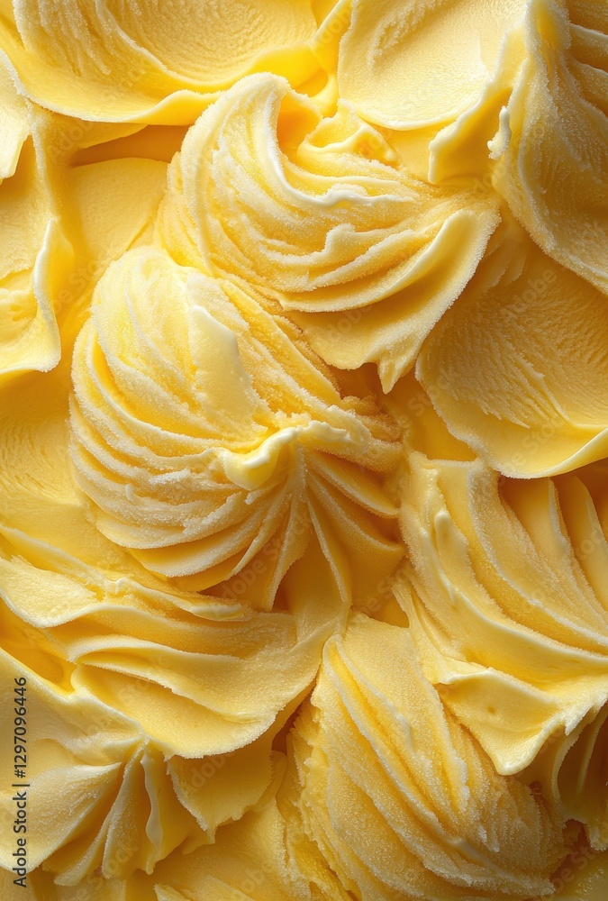 Aufkleber creamy swirls of yellow ice cream forming an enticing and colorful background displaying texture and