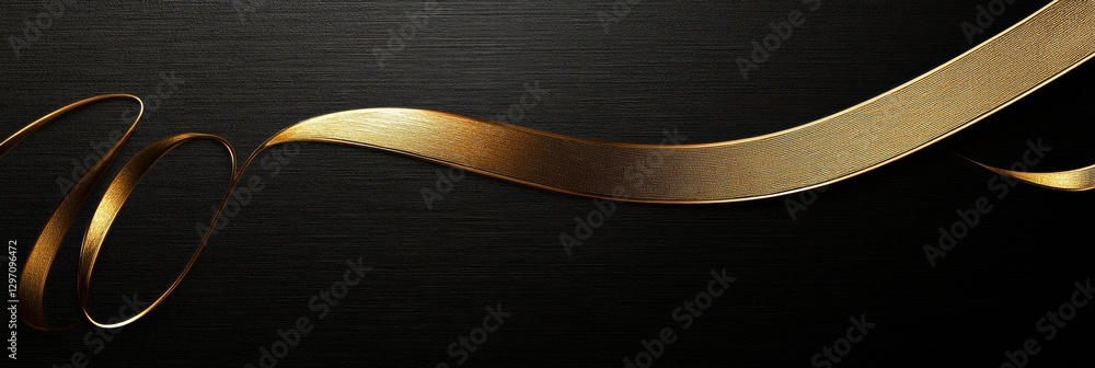 Aufkleber elegant golden ribbon gracefully flowing across a dark textured background, creating a sense of luxu