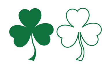 Fototapeta premium Saint Patrick Leaf clover icon Flat fill set collection