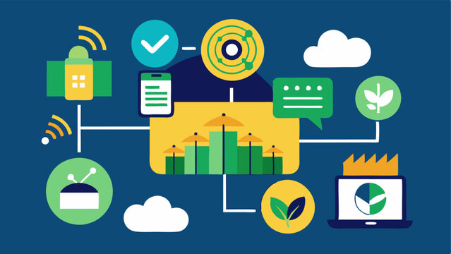 Technology and Agriculture A screen showing agricultural technology innovations like sensors or AI farming solutions with surrounding symbols of investment emphasizing tech