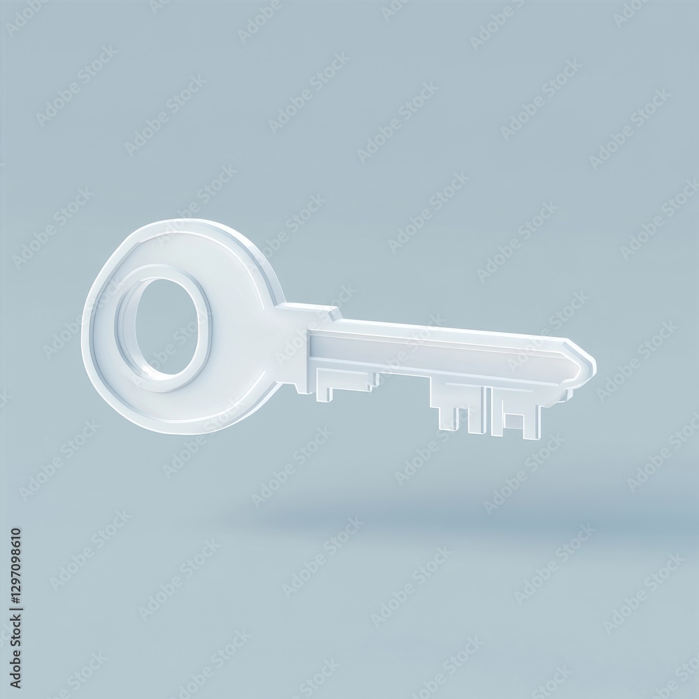Poster a translucent key floating gracefully against a soft, muted background, symbolizing security and acc