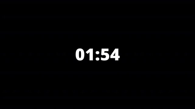 2 minutes countdown, two minute timer countdown animation, animation on two minutes countdown on a transparent background.	