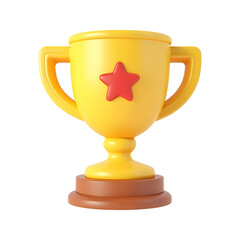 3D Trophy Cup Winner Symbol Success Champion Icon Illustration on Transparent Background