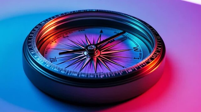 Modern Compass in Neon Light