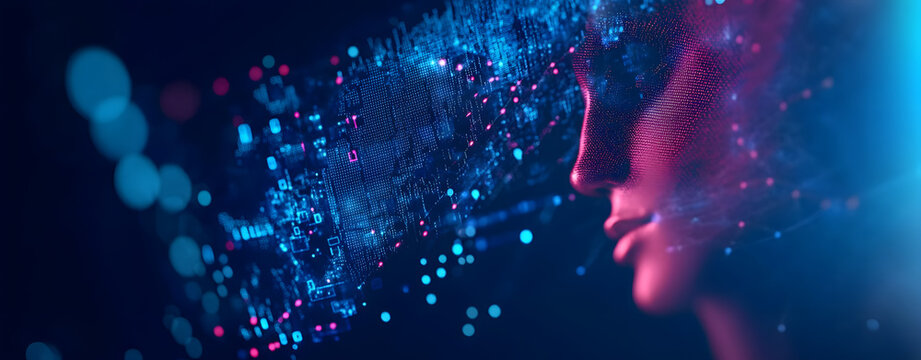 Internet cyberspace internet data collection analytical computer ai artificial intelligence calculation, blue background banner copyspace.