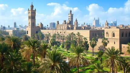 Fototapeta premium An expansive view showing a historic building and cityscape in daylight