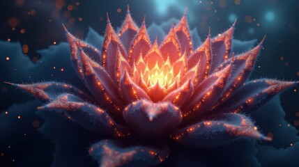 A surreal deep-space anomaly resembling a fractal lotus, swirling petals of glowing nebular dust expanding outward, an abstract masterpiece of the cosmos.