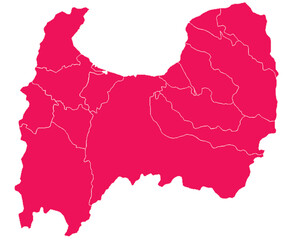 富山県　地図　マゼンタ　イラスト