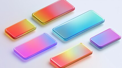 Six Rectangular Gradient Objects on White Background