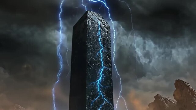 Lightning Monolith in the Desert footage,hd,4k