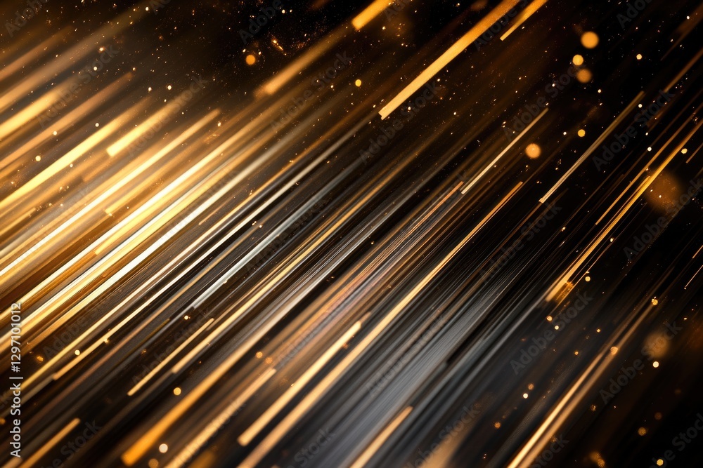 Poster a modern design featuring a black and gold pattern with string lights