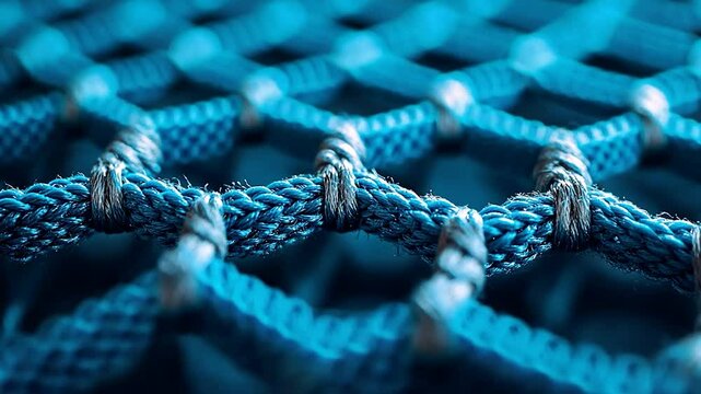 Close-up of blue fishing net