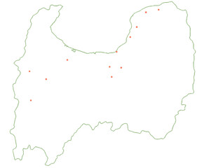 富山県　地図　白 　斑点　イラスト