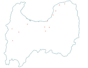 富山県　地図　白 　斑点　イラスト