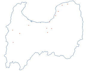 富山県　地図　白 　斑点　イラスト