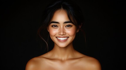 Obraz premium Woman with healthy smile, studio portrait, beauty