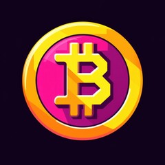 Obraz premium Vibrant digital illustration of a Bitcoin symbol with bold colors and a modern design.