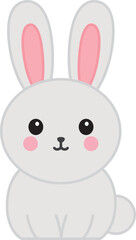 Cute little bunny isolated on white background. Illustration with rabbit in kawaii style
