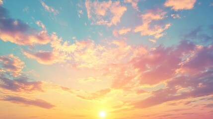 Fototapeta premium A beautiful sunrise with colorful clouds and blue sky