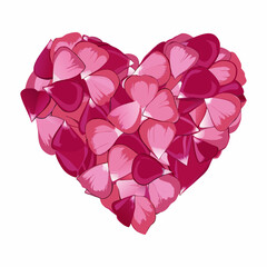 Pink heart of petals vector  illustration