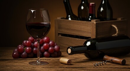 Obraz premium wine bottle and glass