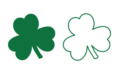 Fototapeta premium Saint Patrick Leaf clover icon Flat fill set collection