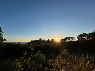sunset over the castle