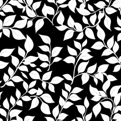 Elegant black and white leaf pattern creating a stylish and modern aesthetic.