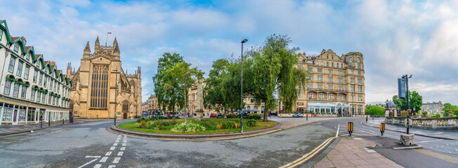 Bath Abbey panorama in city of Bath, Somerset. UK