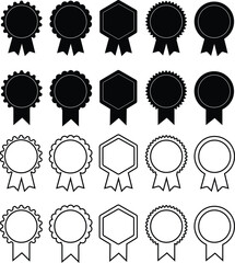 Award medal icon set in line and flat. isolated on transparent background.