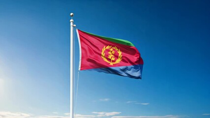 national flag of eritrea waving on the wind