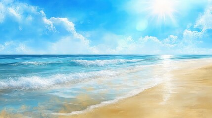 The beautiful ocean landscape with a bright sunny day