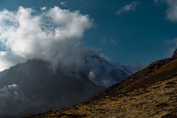 Cloudy Trekking Route of Himalayas in Nepal