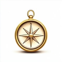 An elegant gold compass with a classic design, showcasing cardinal directions against a cream background.