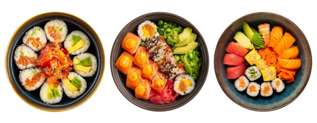 set of sushi isolated on transparent background