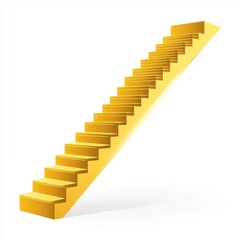 A striking yellow staircase ascending into a bright white background, symbolizing ambition and progress.