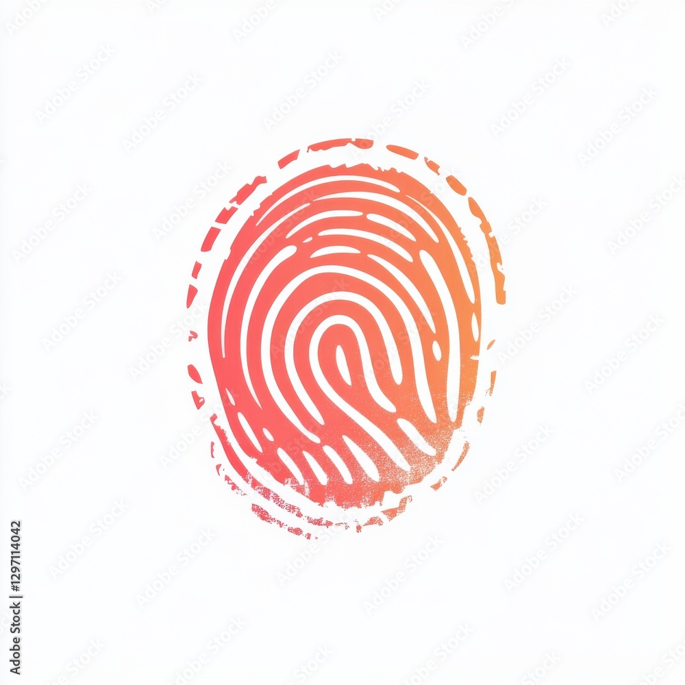 Poster stylized fingerprint illustration with a gradient effect, symbolizing identity and security.