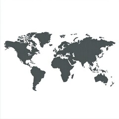 Naklejka premium Stylized dark gray world map illustration on a clean white background.
