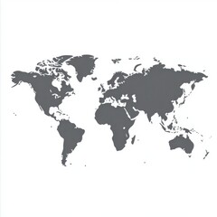 Naklejka premium Minimalistic gray world map on a white background, ideal for educational and design purposes.