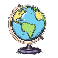 Illustration of a colorful globe showing continents and oceans, symbolizing education and exploration.