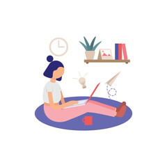 Girl working from home Vector Illustration
