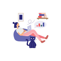 Cozy Work From Home Vector Illustration