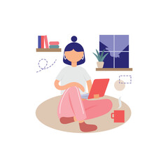 Cozy Work From Home Vector Illustration