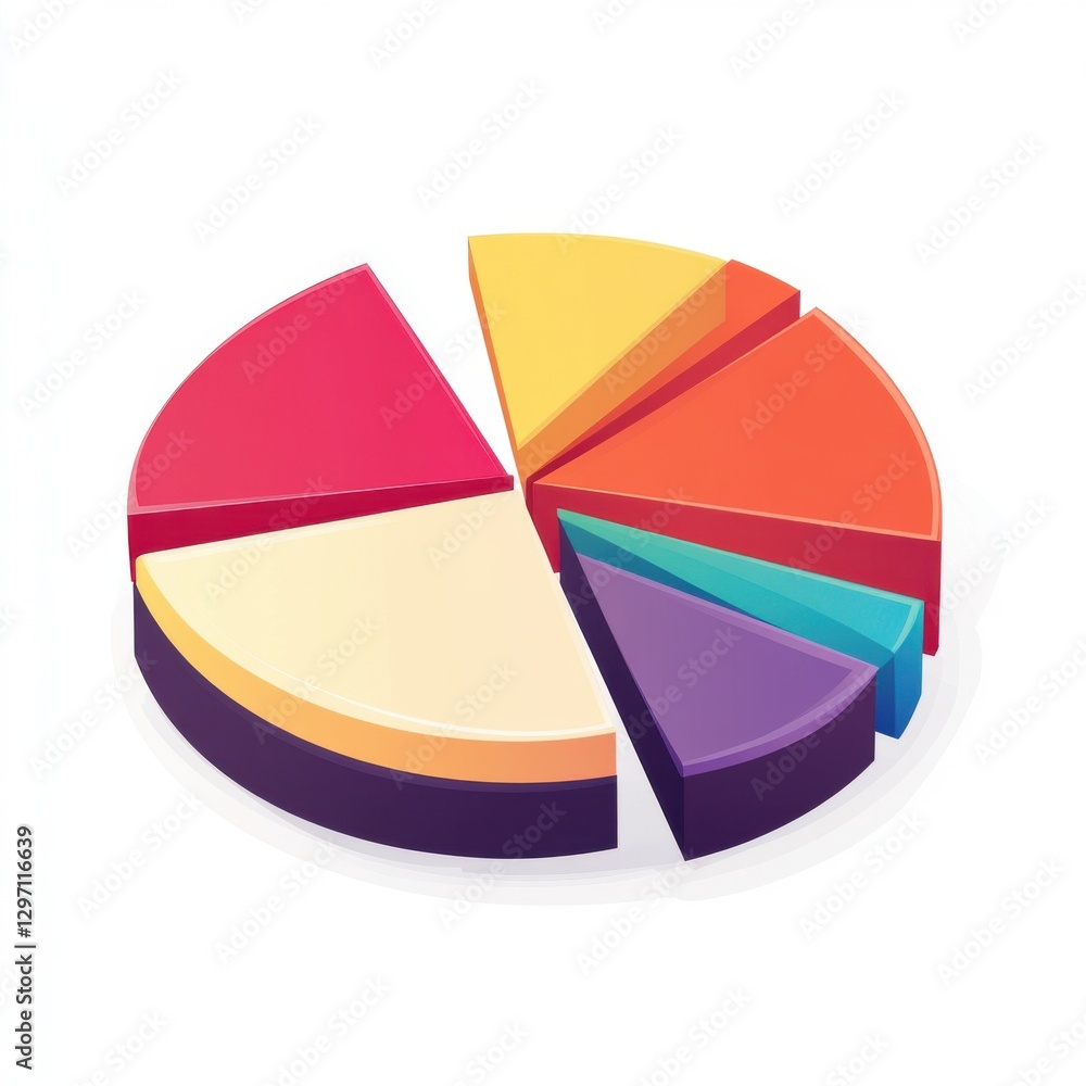 Poster colorful pie chart illustrating data distribution in a modern and vibrant style.