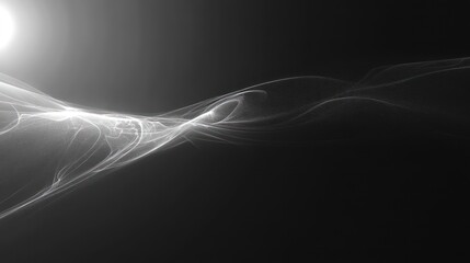 A flowing abstract illustration of white light against a dark gradient